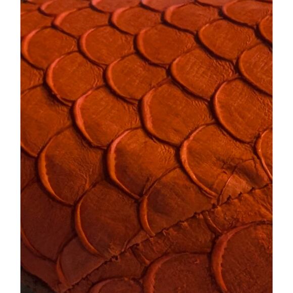 Miz Mooz Panther Orange Red Fish Scale 100% Leather NWOT Round Toe Flat Sz 8.5 - Picture 2 of 9